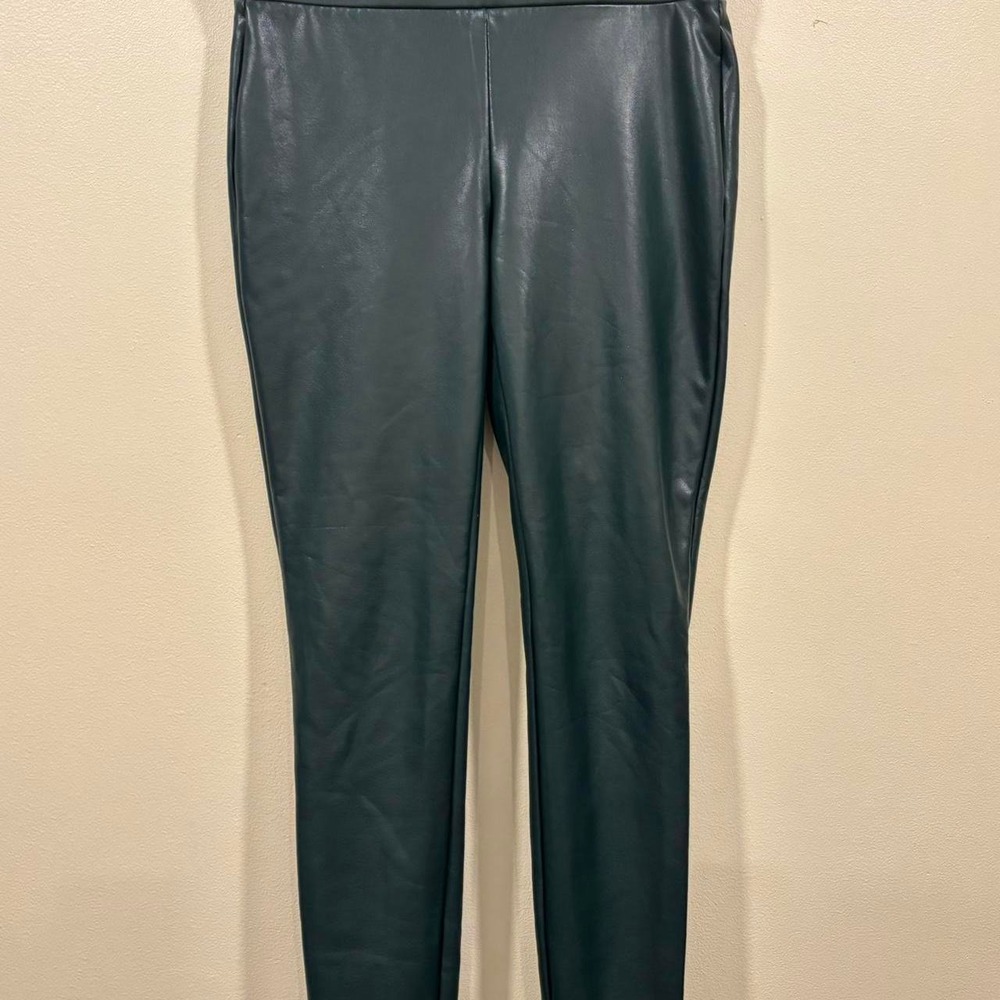 LOFT Dark Green Faux Leather Leggings Spandex Size S